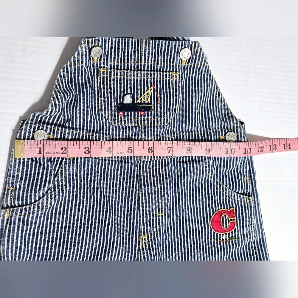 Carter’s Toddler Railroad Stripe Overalls Construction Truck Embroidered‎ 2T